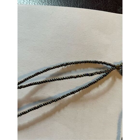 Lia Sophia  3 Strand Beaded Necklace Purple  and Black Stone. - Picture 5 of 5